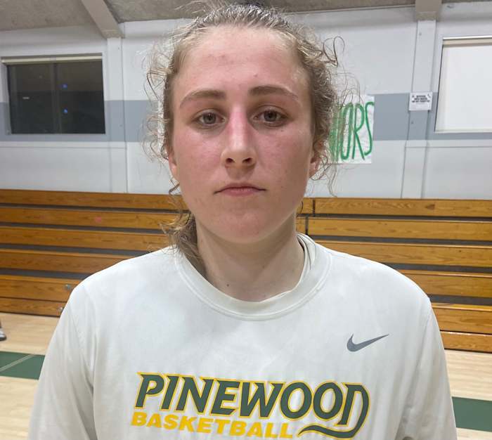 Ava Uhrich (Pinewood) finished with 15 points and 16 rebounds. Photo: John Reid